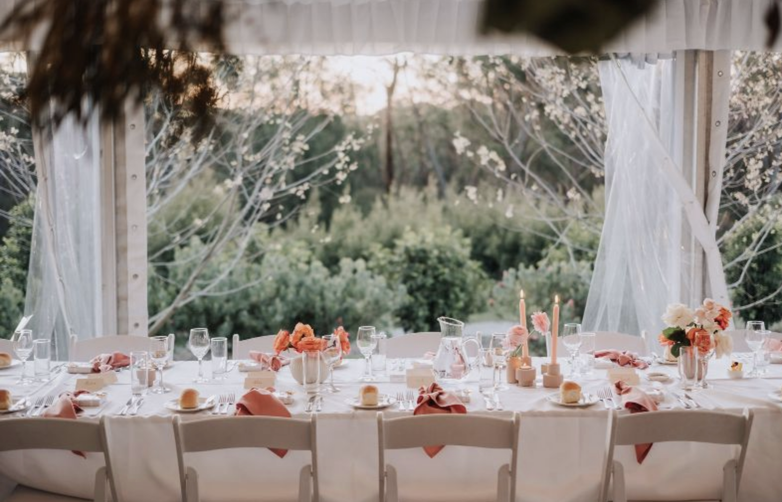 Table setup at Growwild's marquee wedding venue